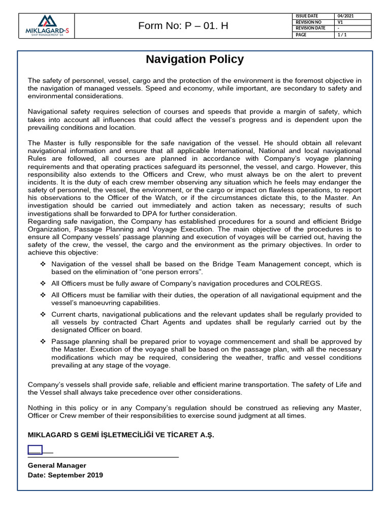 P-01.H Navigation Policy | PDF | Navigation