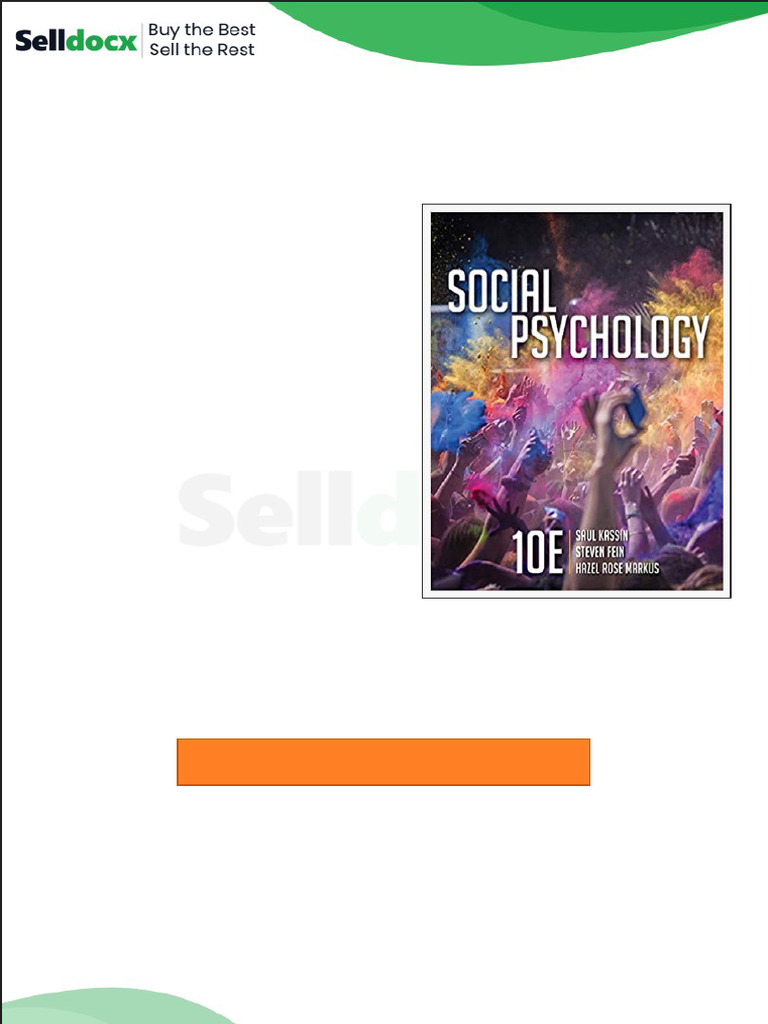 Test Bank for Social Psychology 10th Edition by Saul Kassin | PDF ...