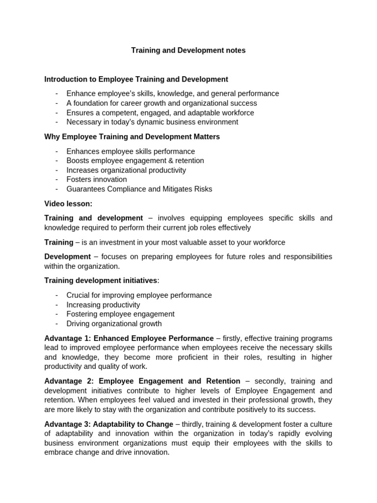 Training and Development Notes | PDF