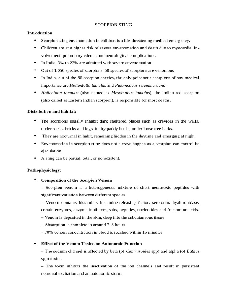 SCORPION STING | PDF | Hypertension | Blood Pressure