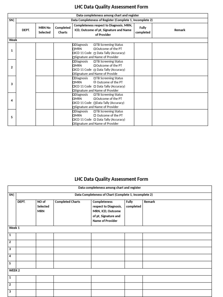 LHC Data Quality Assessment Form | PDF