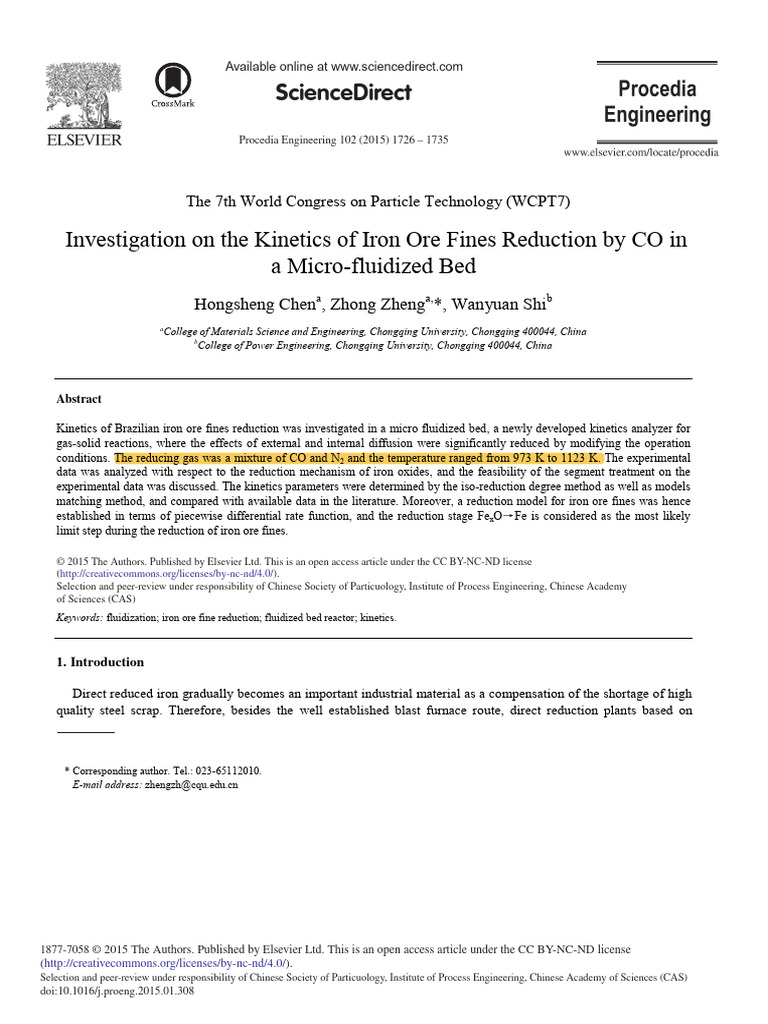 2015_Investigation on the Kinetics of Iron Ore Fines Reduction by CO in ...