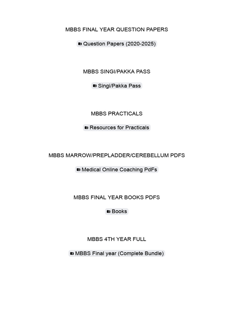 Mbbs Final Year Complete Bundle | PDF