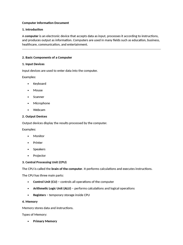 Computer Information Document | PDF | Computer Data Storage | Central ...