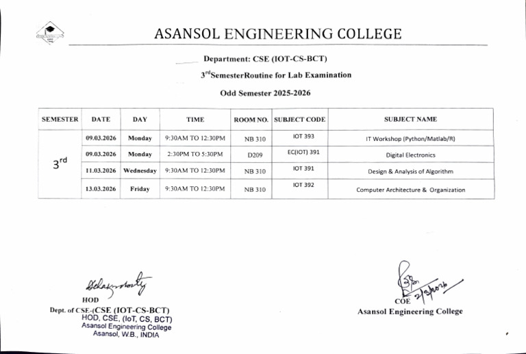 3 Sem Routine | PDF
