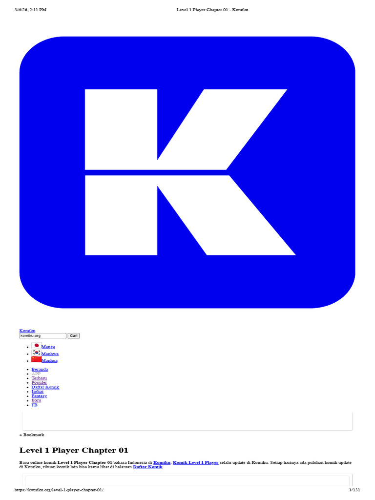 Level 1 Player Chapter 01 - Komiku | PDF | Asian Comics | Comics