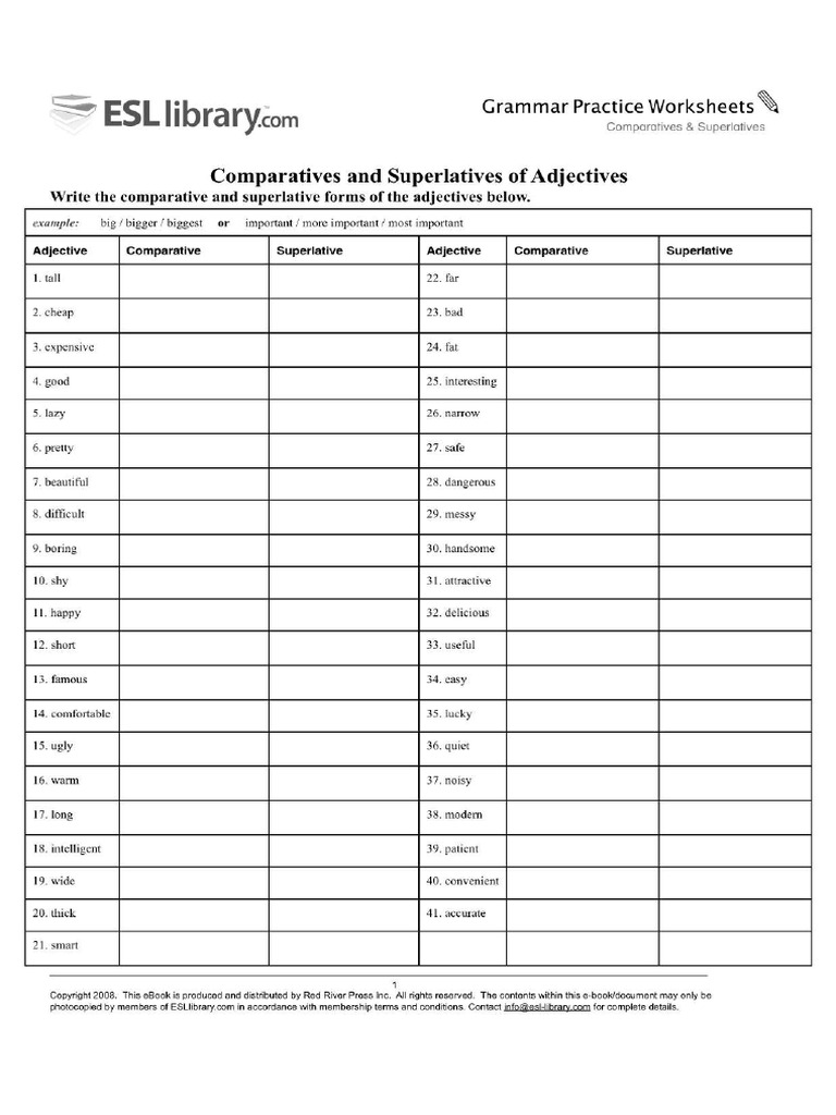 Adj Comparative, Superlative | PDF