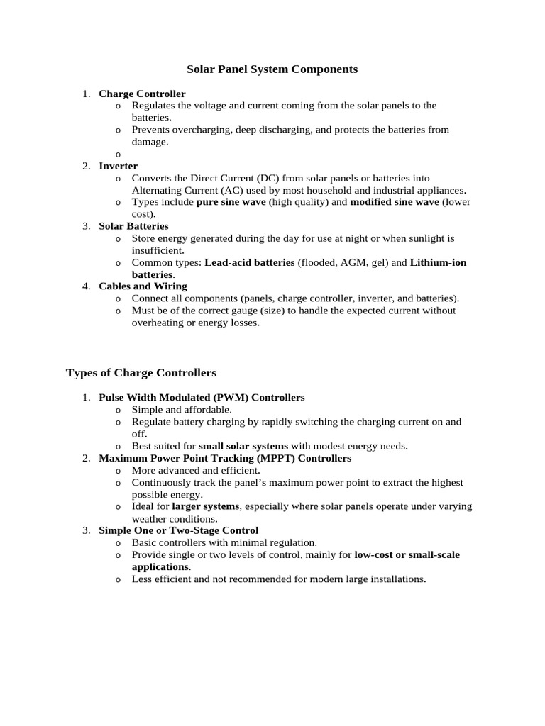 Solar Panel System Components | PDF