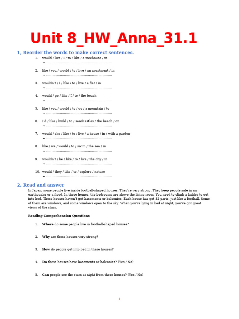 Lesson 1 Unit 8 HW Anna 31.1 | PDF | Chess Theory