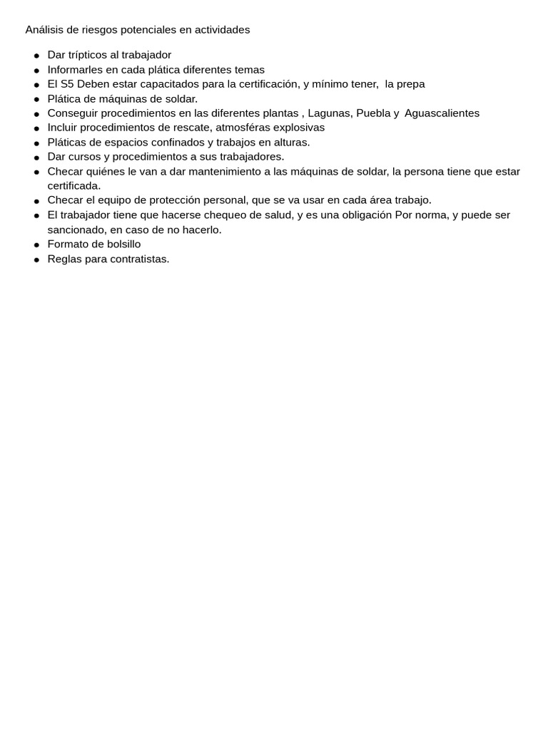 Análisis de Riesgos Potenciales en Actividades PDF | PDF