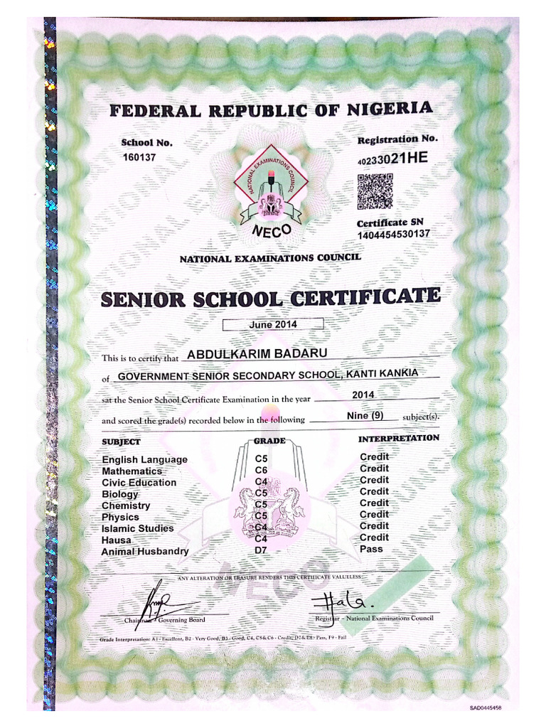 SSCE Result | PDF