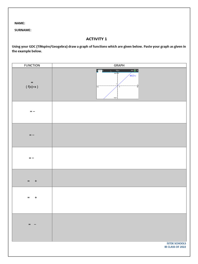 TI Graphing Activity 1 PDF Format | PDF