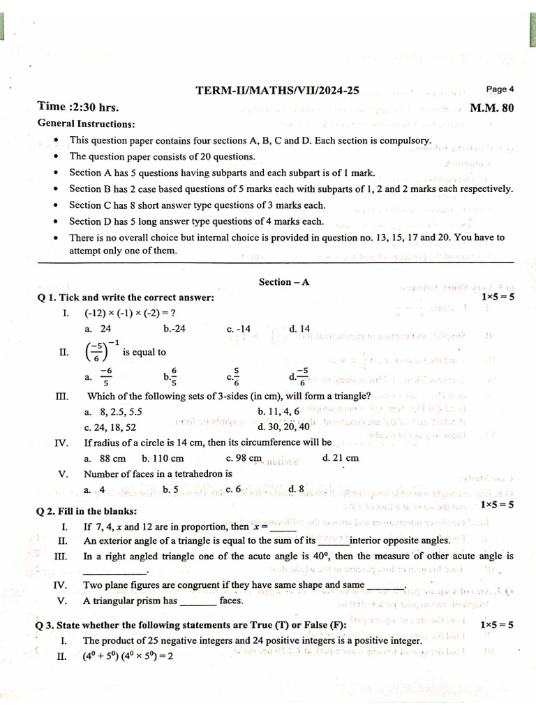 Term 2 Class 7 202425 | PDF