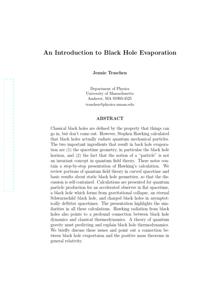 0010055v1 | PDF | Black Hole | Hawking Radiation