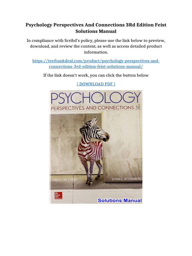 Psychology Perspectives and Connections 3rd Edition Feist Solutions ...