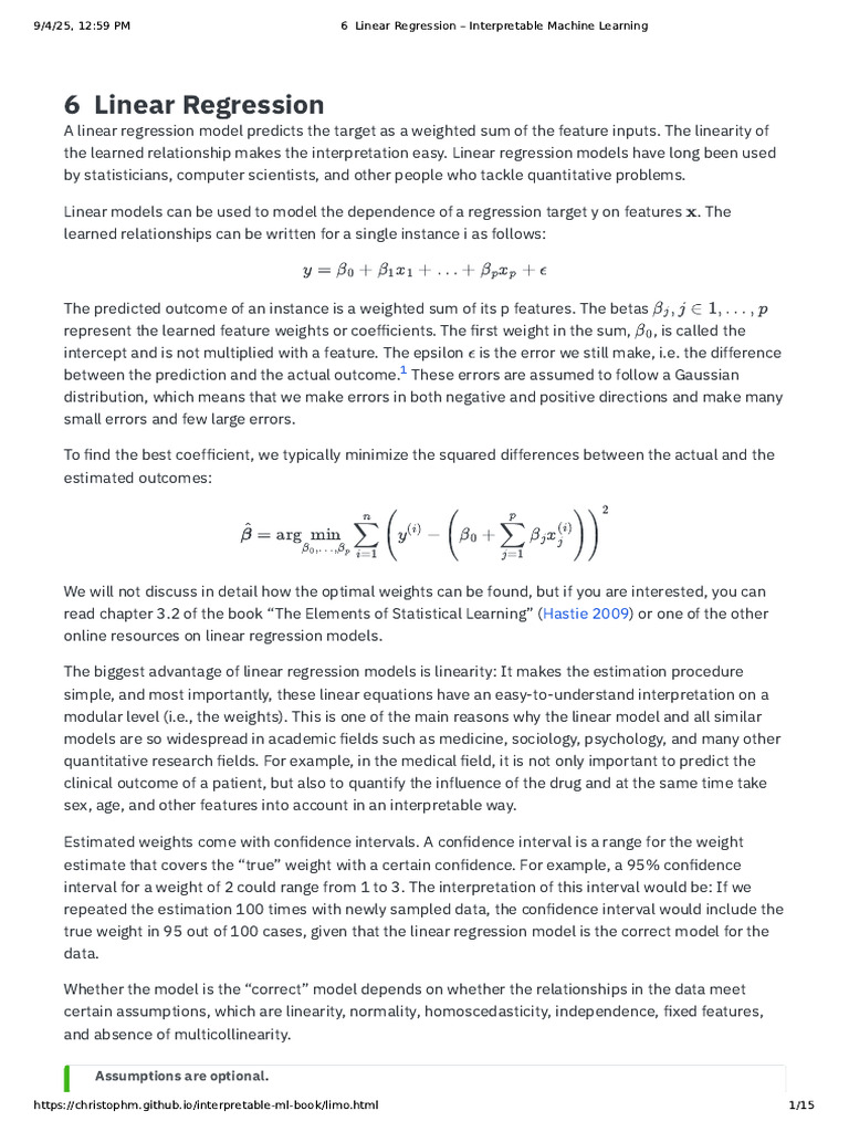 6 Linear Regression - Interpretable Machine Learning | PDF ...