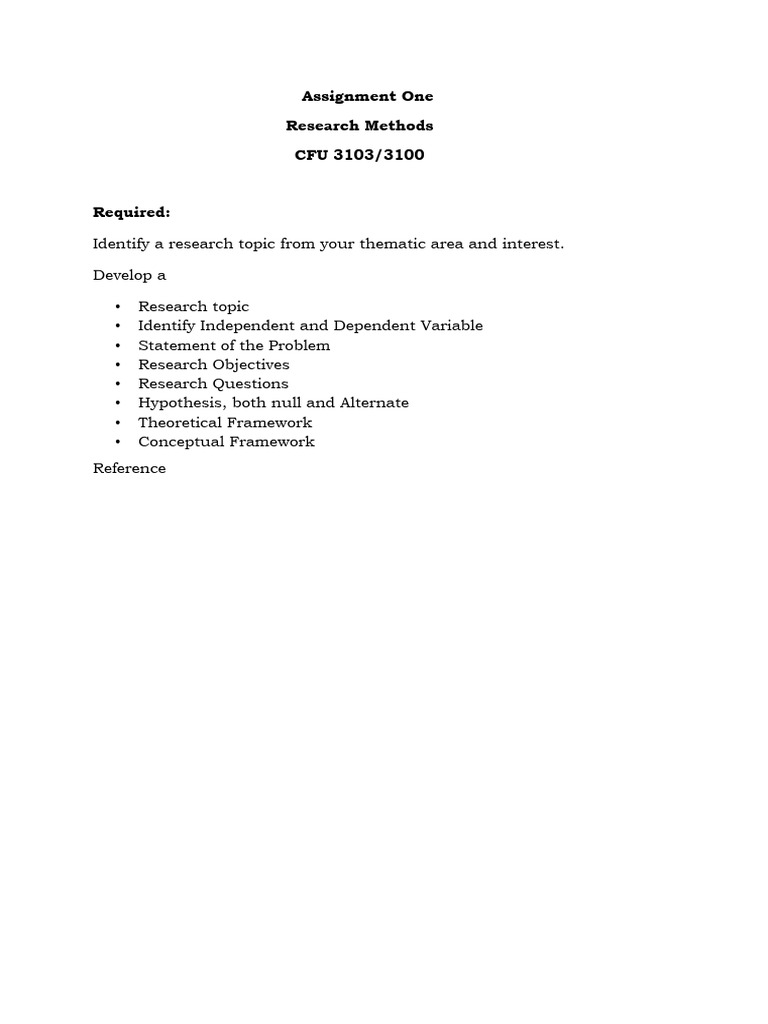 Assignment One - Research Methods | PDF