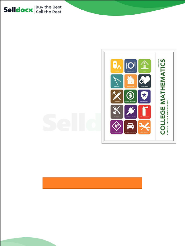 Solution Manual For College Mathematics 9th Edition by Cheryl Cleaves ...