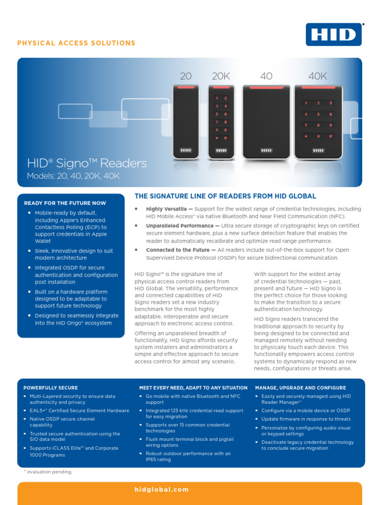 HID Signo Readers Datasheet | PDF | Access Control | Computer Engineering