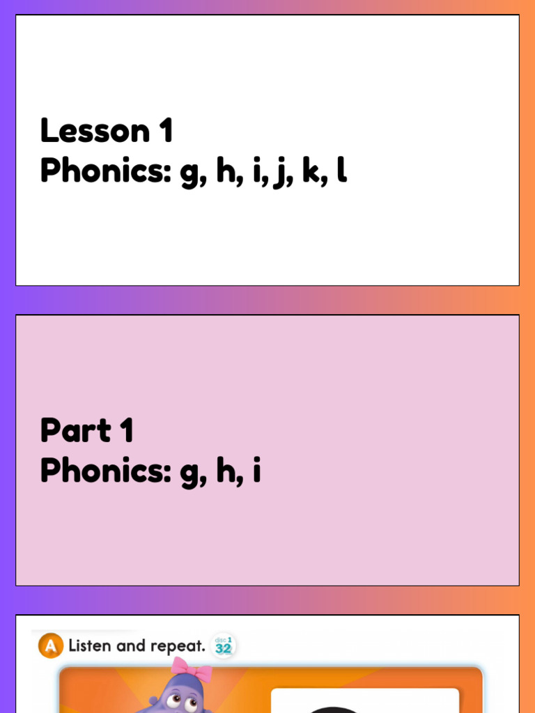 Phonics - Level 1 - Unit 3+4 Gh, Hh, II, Jj, Kk, Ll | PDF