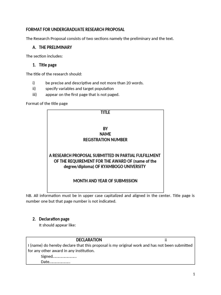 Format For Undergraduate Research Proposal | PDF | Survey Methodology ...
