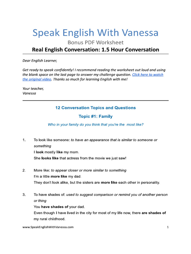 12 Conversation Topics and Questions - Family | PDF