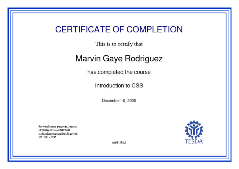 Intro To CSS - Certificate of Completion | PDF