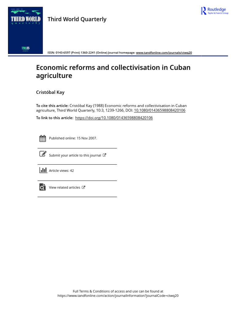 Economic Reforms and Collectivisation in Cuban Agriculture | PDF ...