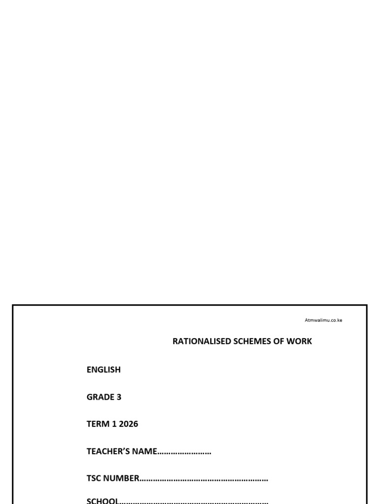 Term 1 Grade 3 English Schemes of Work Rationalized | PDF