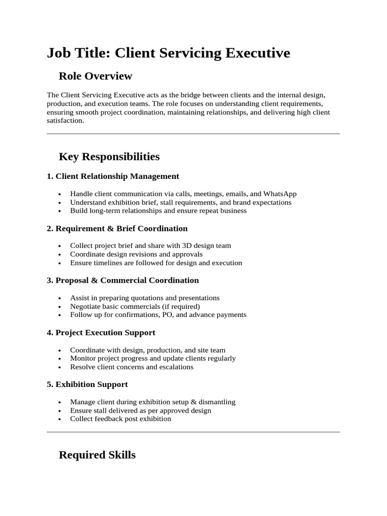 Job Title Client Servicing | PDF