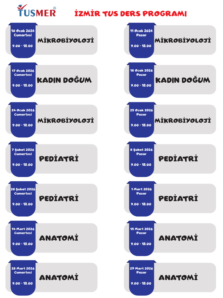 İzmir TUS Programı (1) | PDF