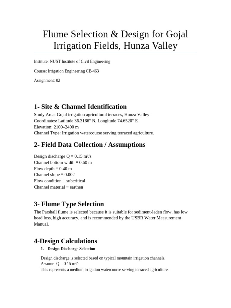 Parshall Flume Designdocx | PDF