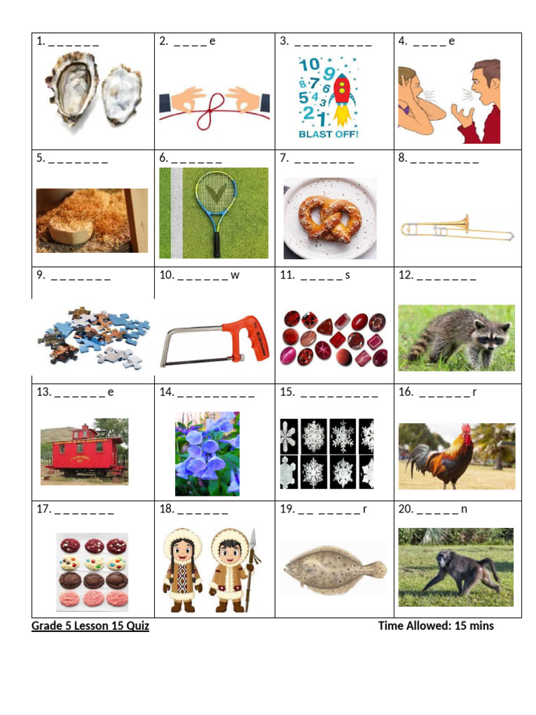 Grade 5 Lesson 15 Quiz-1 | PDF