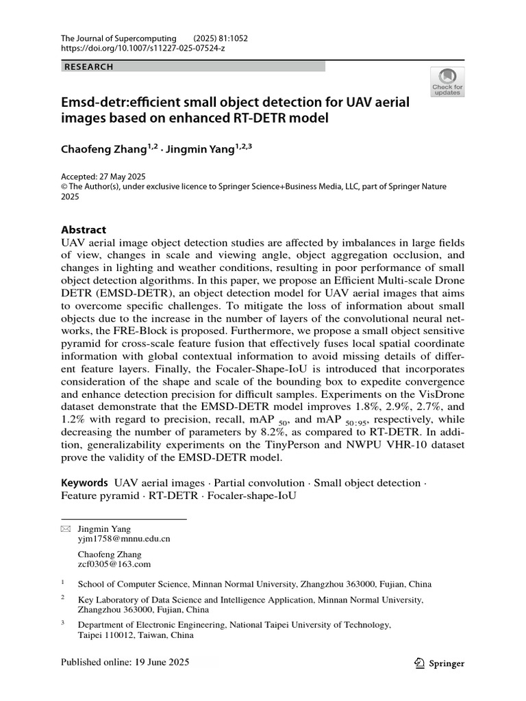 Emsd-Detr - Efficient Small Object Detection For UAV Aerial Images ...