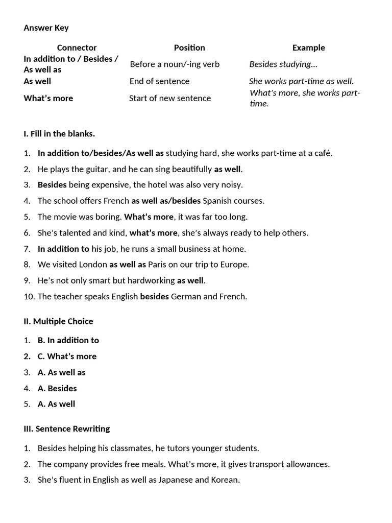 Grammar EX 1 Answer Key | PDF | Chess Openings | Chess