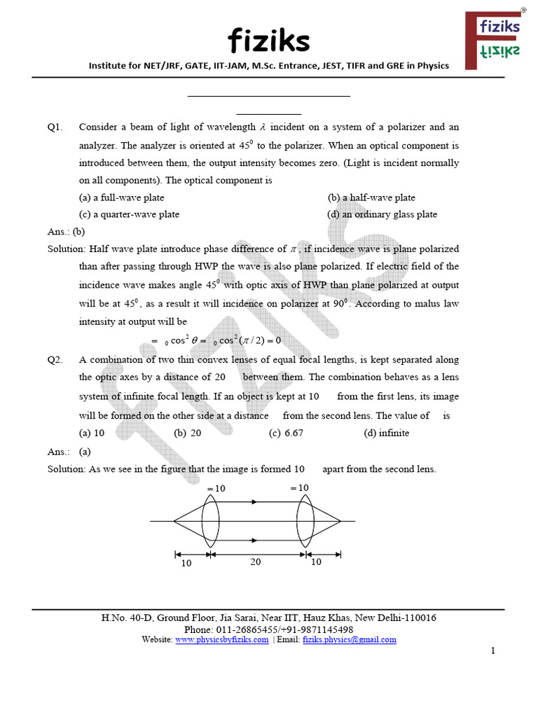3. Oscillations, Waves and Optics | PDF | Polarization (Waves) | Optics