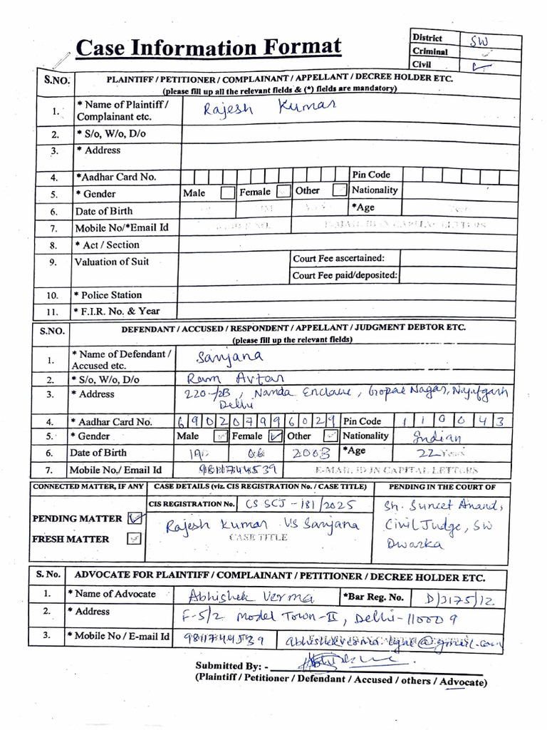 Rajesh Vs Sanjana Written Statement and Application Under Order 8 Rule ...