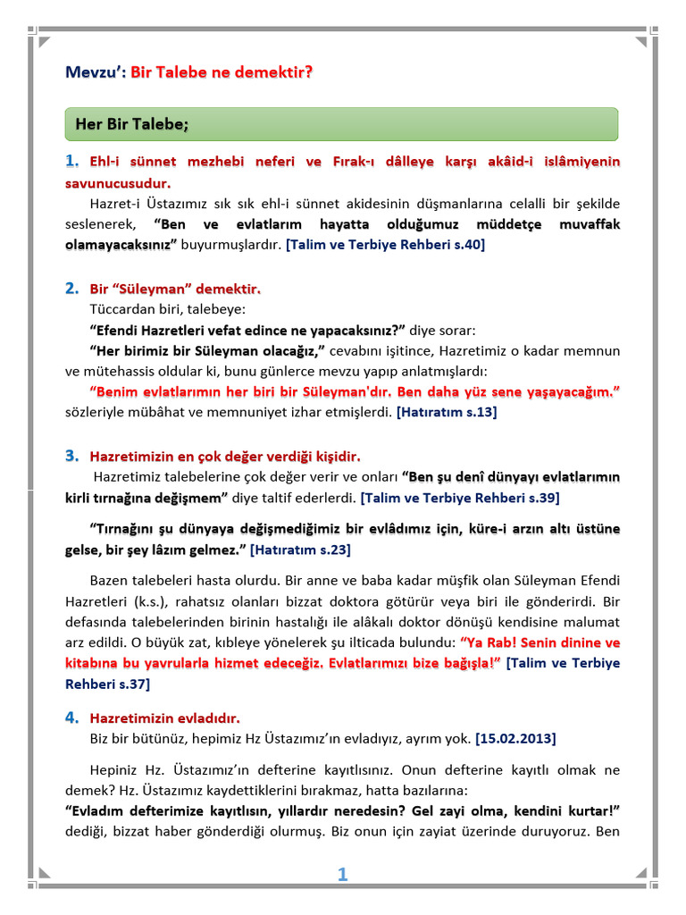 1-A. Bir Talebe Ne Demektir | PDF