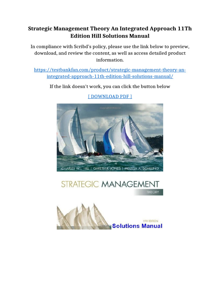 Strategic Management Theory An Integrated Approach 11th Edition Hill Solutions Manual | PDF | Qr ...