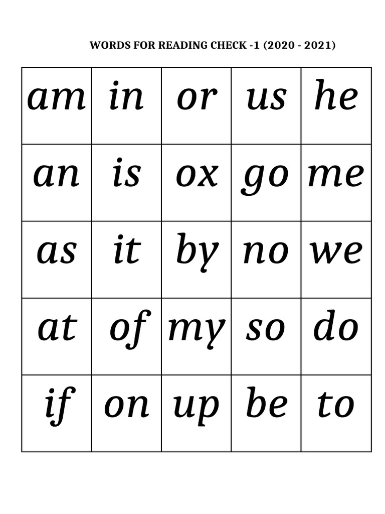 Reading Check (175 Words - Big Size) | PDF