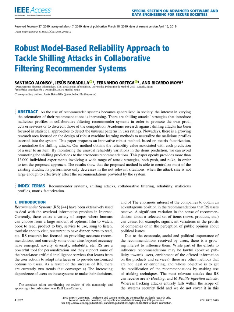 Robust Model-Based Reliability Approach to Tackle Shilling Attacks in ...