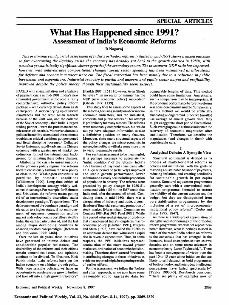 Economic Reforms 1991 | PDF | National Accounts | Government Spending