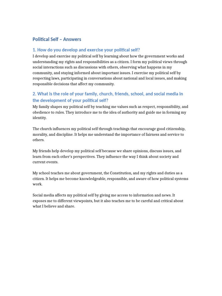 Political Self Answers | PDF