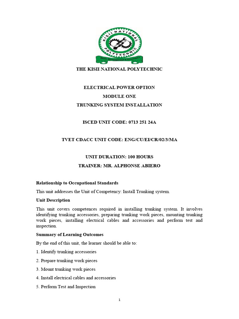 Trunking System Installation Complete Notes (2) | PDF | Electrical ...