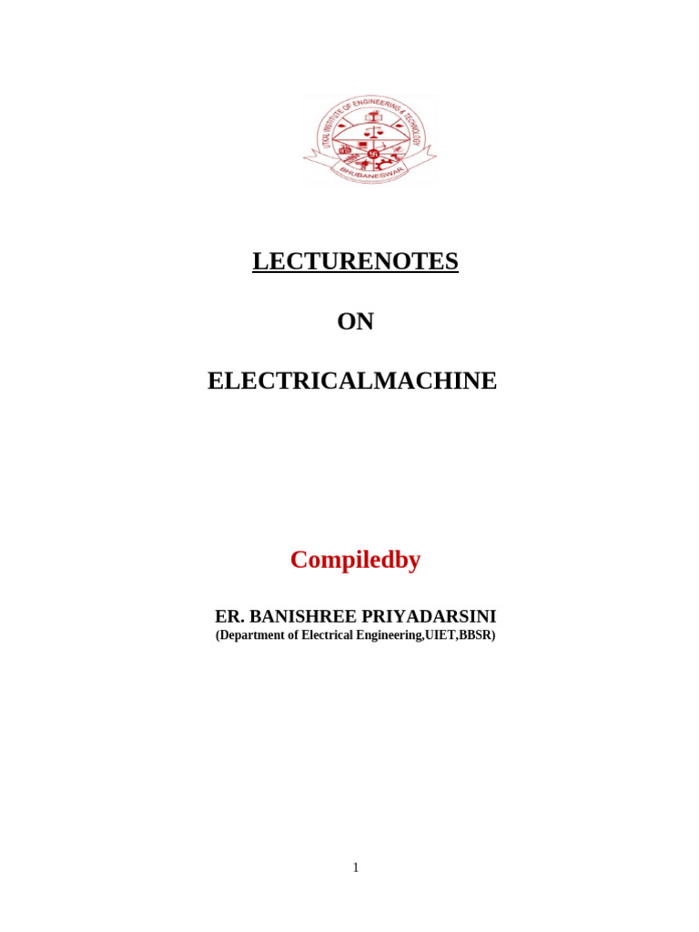 Electrical-machine and Special Electrical Machines Lecture Notes | PDF ...