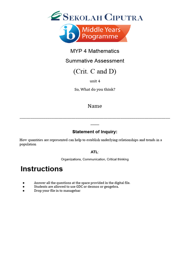 Nina 9E - Crit C and D Grade 9 2026 | PDF