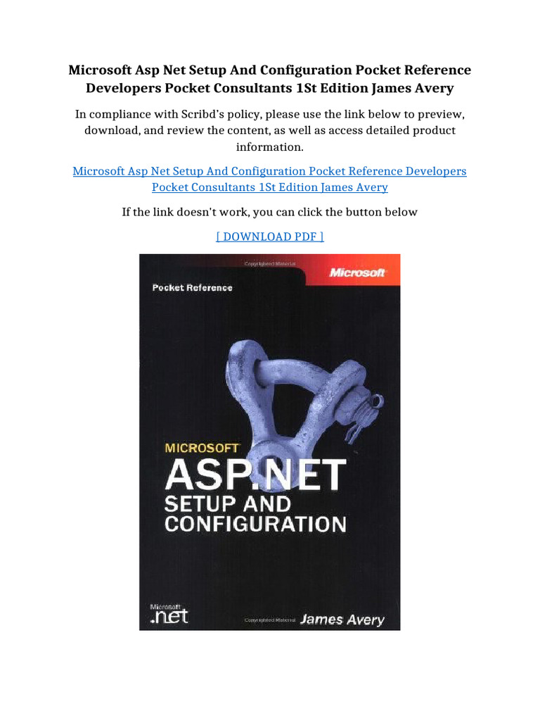 Microsoft ASP NET Setup and Configuration Pocket Reference Developers ...