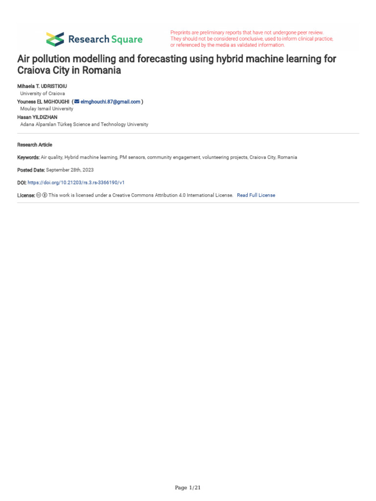Air Pollution Modelling and Forecasting Using Hybr | PDF | Support ...
