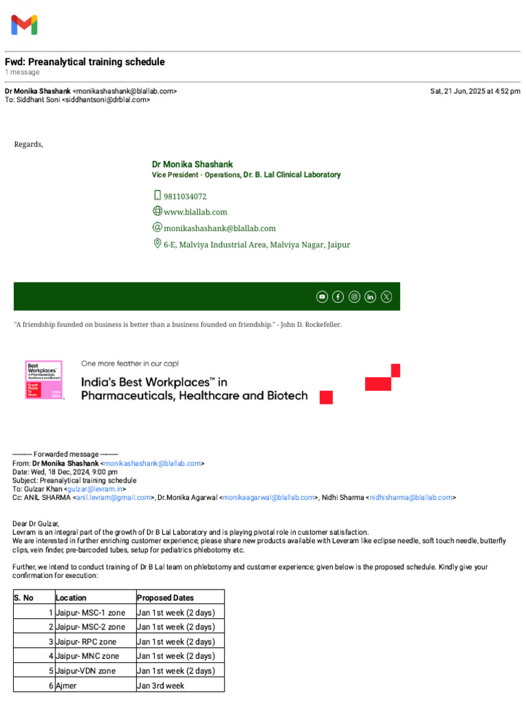 Preanalytical Training Schedule - Collection Centre | PDF