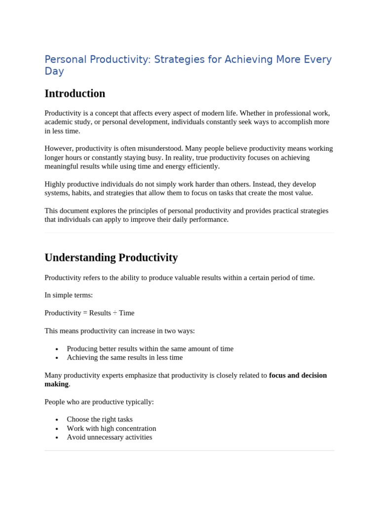 Personal Productivity_Strategies for Achieving More Every Day | PDF ...